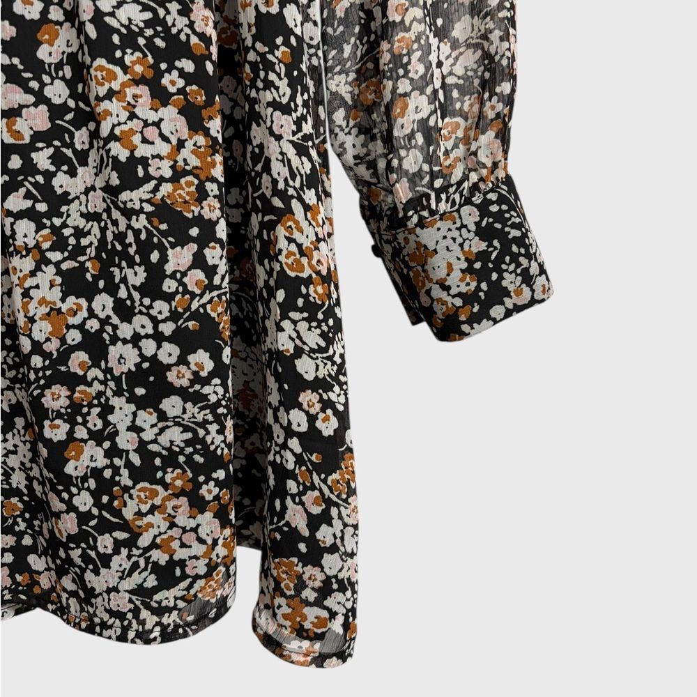 Lulus Autumn Bliss Floral Print Cutout Mini Dress Size L Long Sleeve Evening - Picture 9 of 16